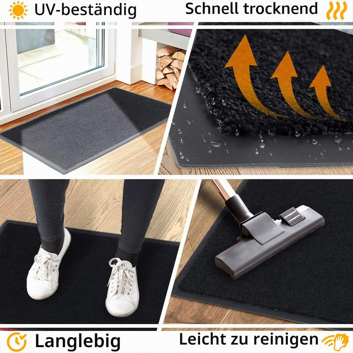 GadHome Fussmatte Schwarz 90x150 cm|Eingangstürmatte wasserdicht waschbar strapazierfähiger Schmutzf