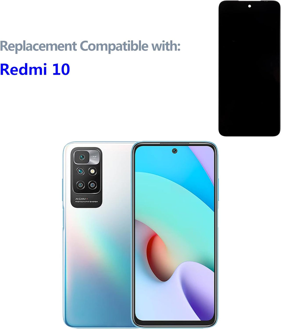 swark LCD Display Kompatibel mit Redmi 10 4G (Schwarz ohne Rahmen) Touchscreen Bildschirm Digitizer