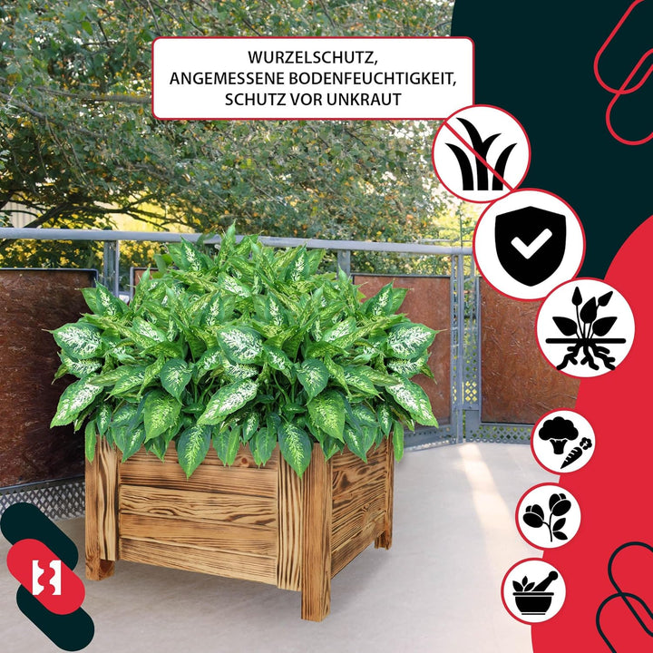 KOTARBAU® Blumenkasten - 50 x 50 x 30 cm - Pflanzkasten mit Vlies - Pflanzkübel gross aussen - Balko