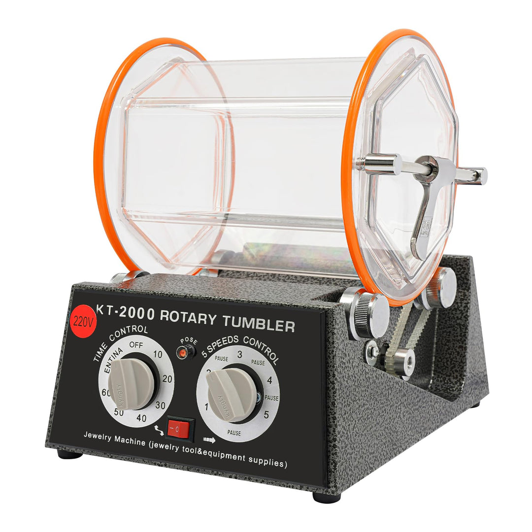 60W/150W Poliermaschine Set Poliertrommel mit Timer & Polierperlen, 220V 5 Gear, für Schmuck, Münzen