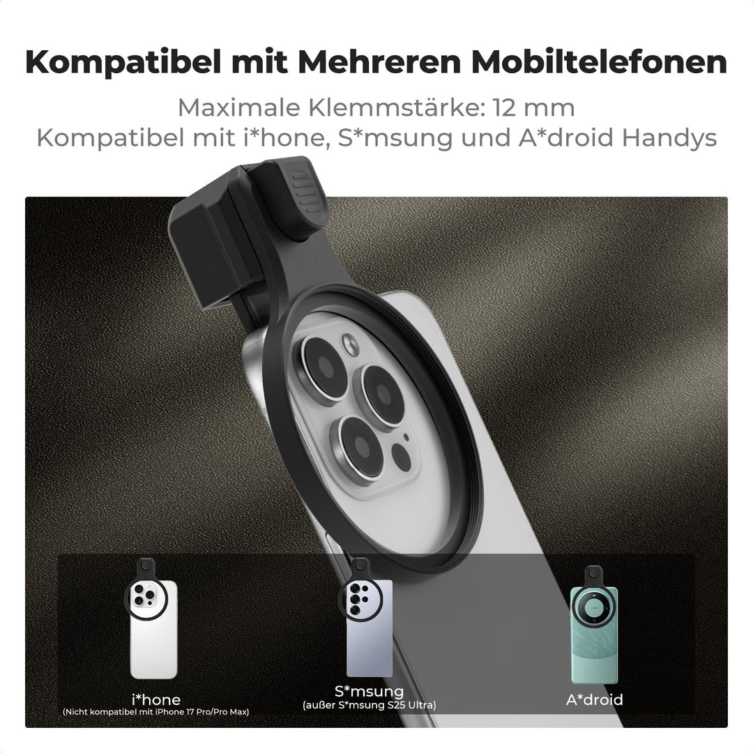 K&amp;F CONCEPT 67mm Universeller Filterclip für Handy mit Druckknopf | kompatibel mit iPhone 16/15/14/1