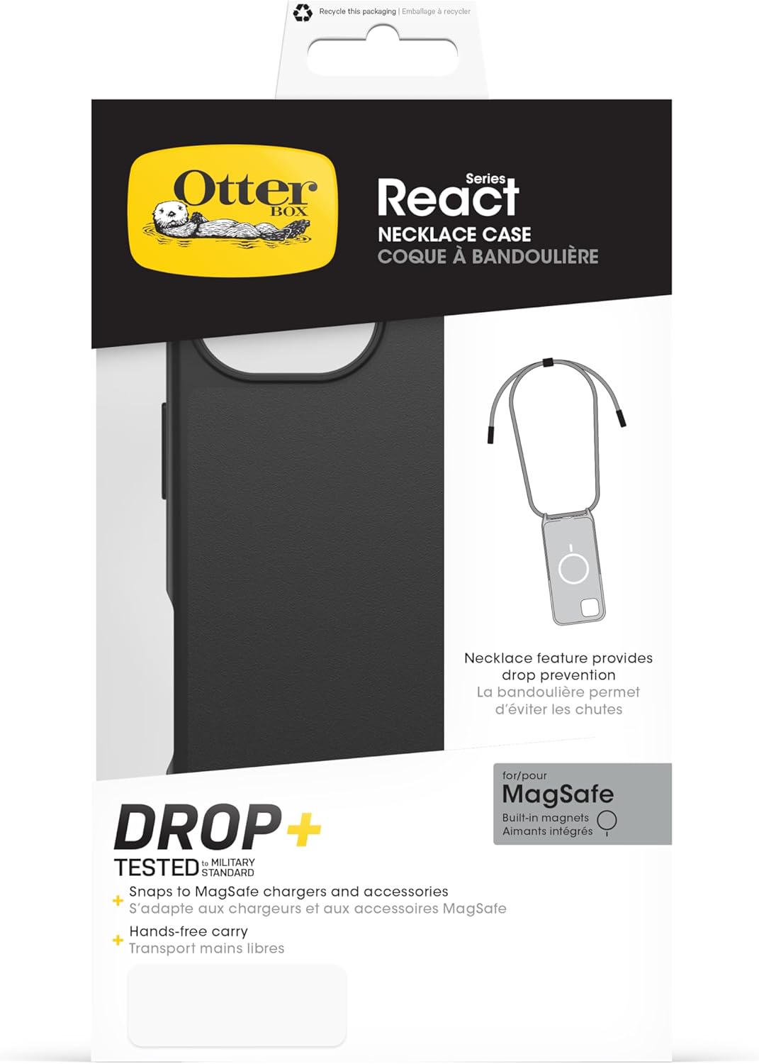 OtterBox React Necklace Hülle mit MagSafe für iPhone 16, ultraschlanke, schützende Hülle mit Verstel