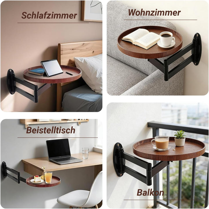 Rund Klapptisch Wand Holz Kleine Wandtisch Ausziehbar Klapptisch Platzsparend Schwebender Nachttisch