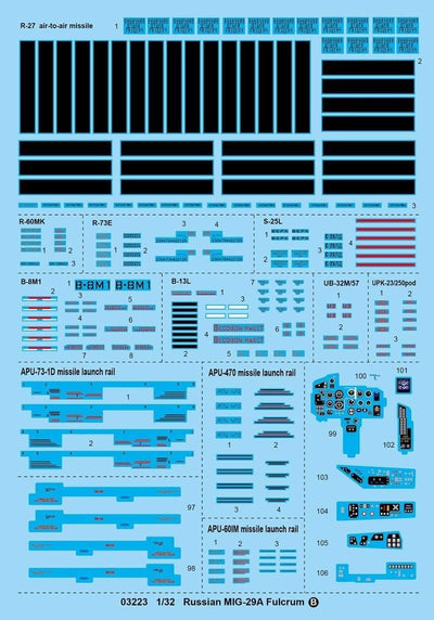 Trumpeter 003223 1/32 MIG 29A Fulcrum, verschieden