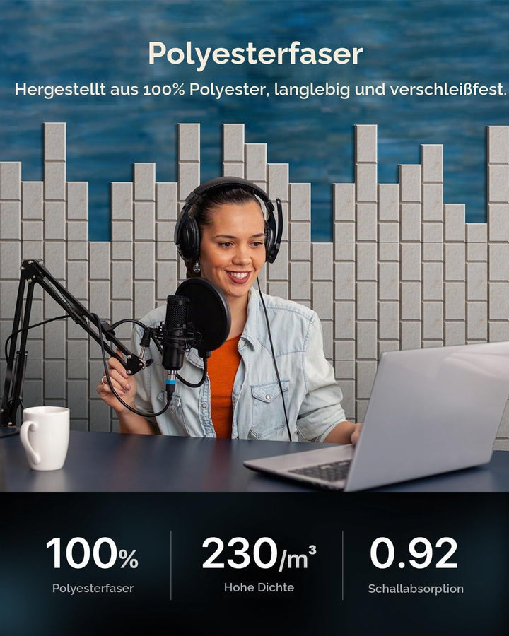 Soundsbay Akustikplatten selbstklebend 12 Stück, Schallschutz Wand Rechteckiger Ziegeltyp Schallschu