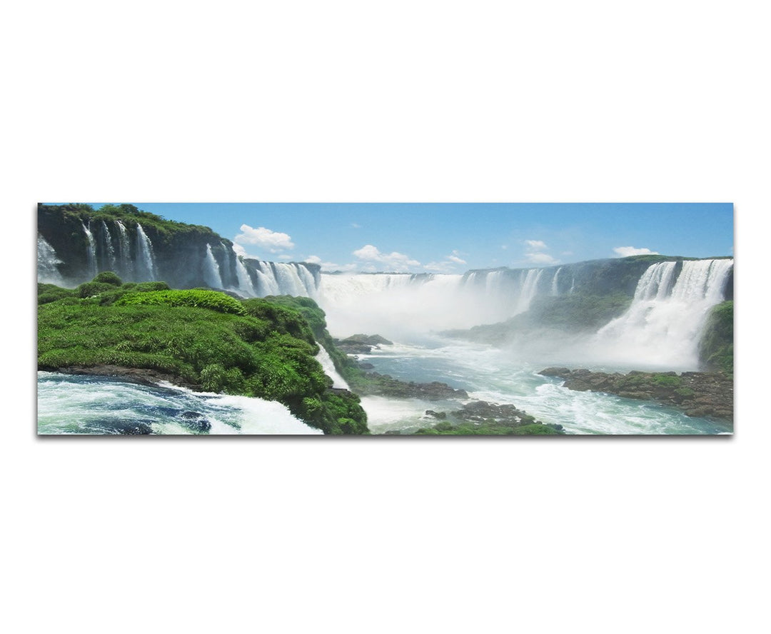 Paul Sinus Art Panoramabild auf Leinwand und Keilrahmen 150x50cm Südamerika Wasserfälle Himmel Natur