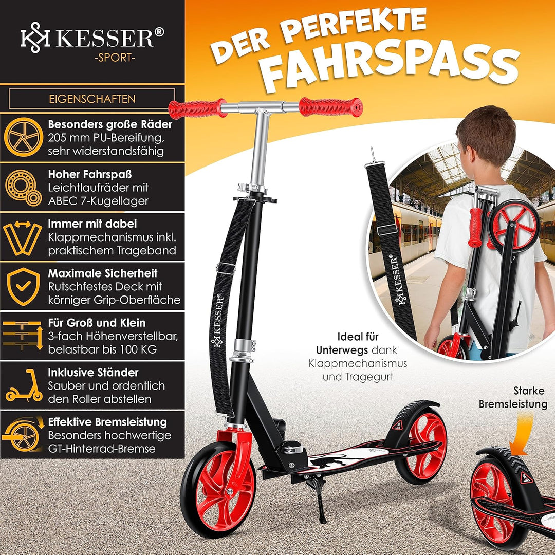 KESSER® Scooter Roller Kinderroller Cityroller Tretroller Kickroller Kickscooter Panther (White), Pa