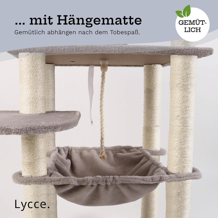 Lycce Kratzbaum gross Royal 145 cm hoch mehrstöckiger Katzenbaum inkl. 10 Kratzsäulen mit vollständi