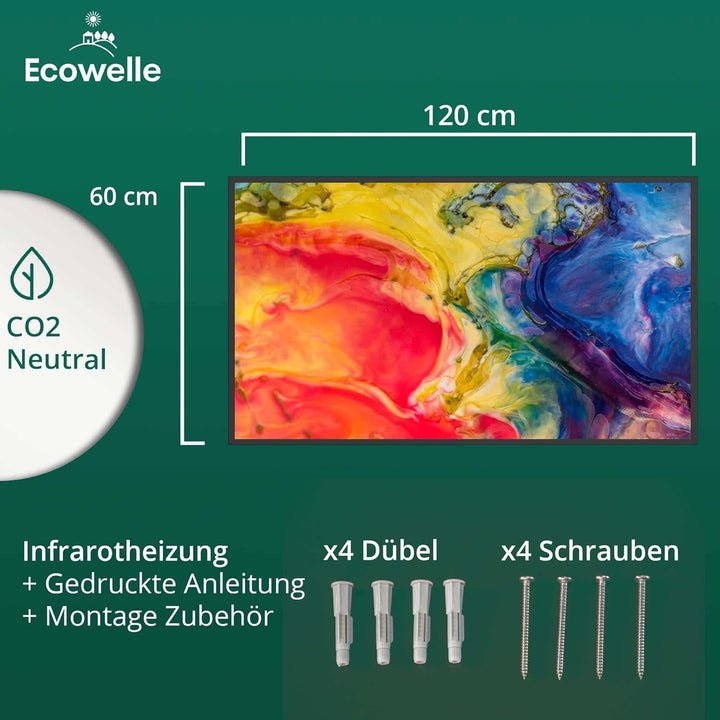 Ecowelle Infrarotheizung mit Bild | 750 Watt | 60x120 cm | Infrarot Heizung| | Made in Germany| a 87