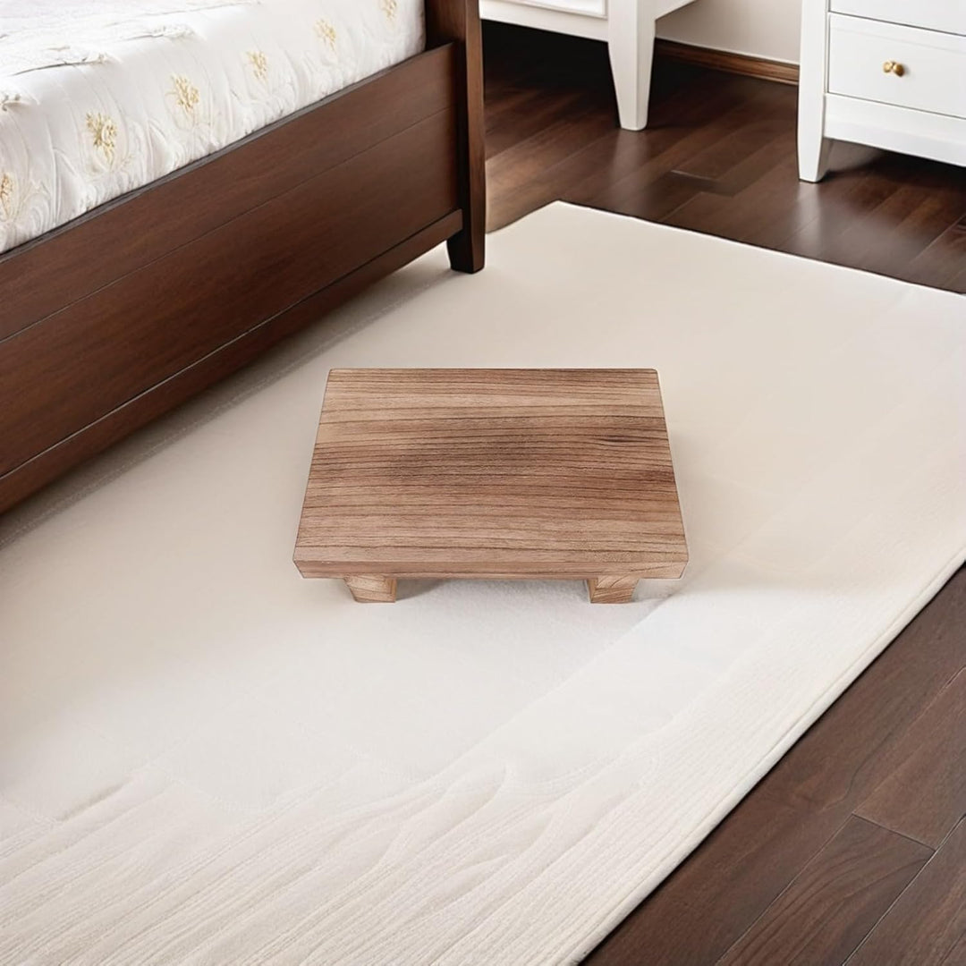 TEHAUX Holz-Tritthocker Fussstütze Kleiner Tragbarer Rechteckiger Holz-Nachttisch-Fussstützenhocker