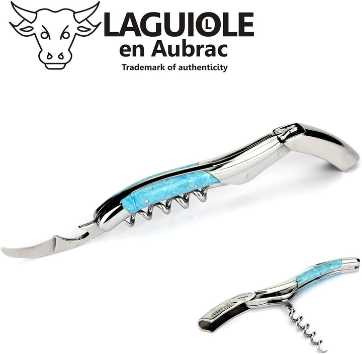 Laguiole en Aubrac Kellnermesser Larimar blau Edelstahl glänzend SOM99PWI Sommelierbesteck