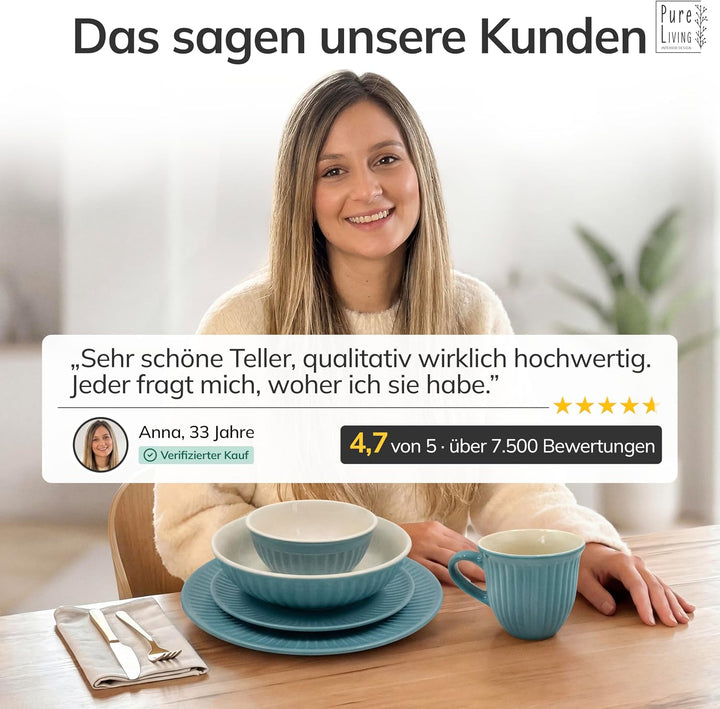 Suppenteller 6er Set Hygge Serie - Premium Steingut, Kratzfest, Für Spülmaschine, Mikrowelle - Styli
