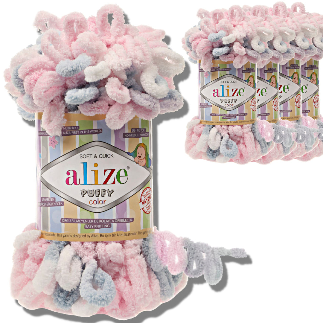 Alize 5x 100g Puffy türkische Wolle Super Bulky Chenillegarn Kuschelweich Babywolle Handstrickgarn z