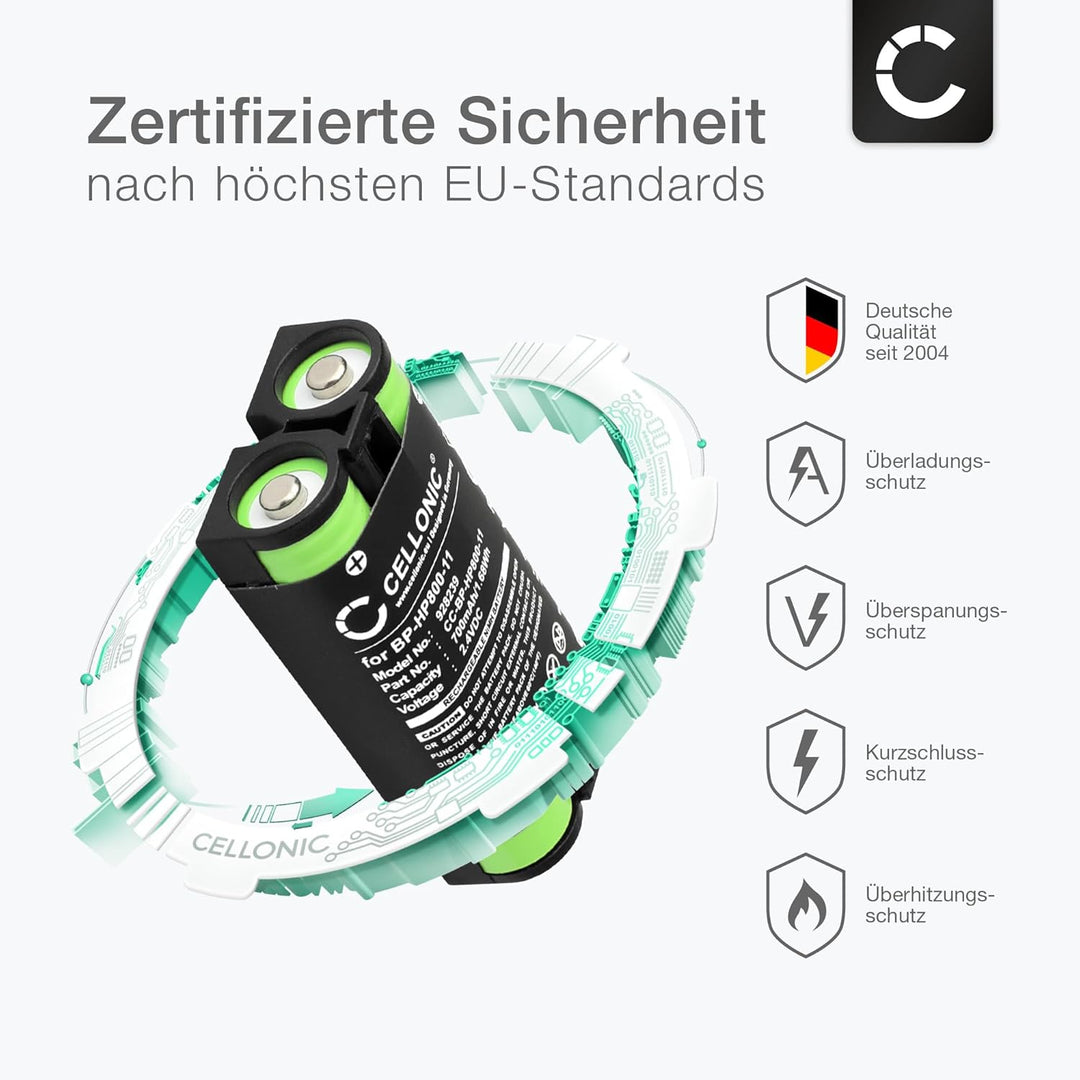 CELLONIC, Akku für Headset kompatibel mit Sony MDR-RF995, MDR-RF995RK, WH-RF400 (700mAh, 2.4V) 2X Er