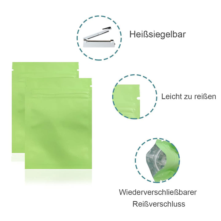 100 Stücke Matte Aluminiumfolie Verpackung Tasche Reissverschluss Selbstdicht Flachbeutel Lebensmitt