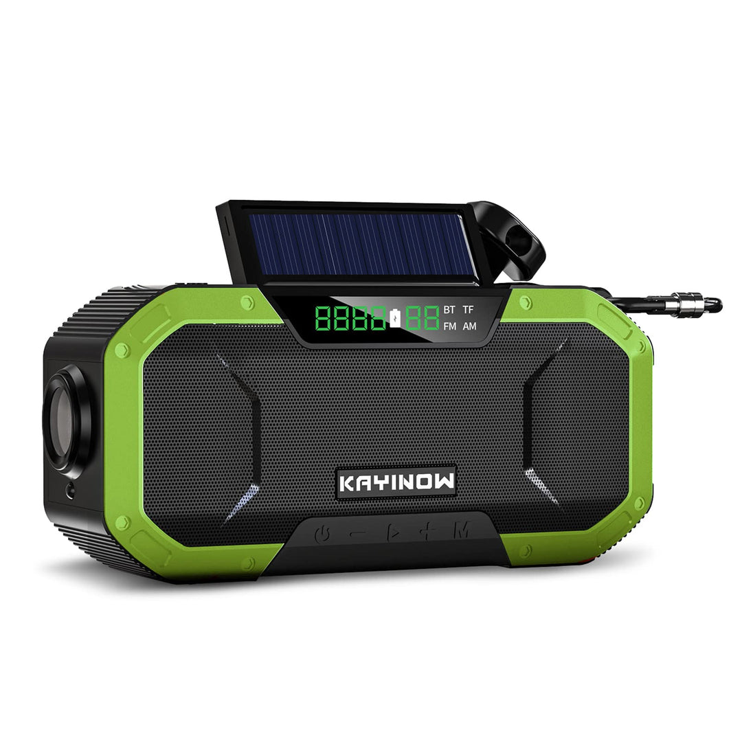 Kavolet Solar Radio, Tragbar Kurbelradio Dynamo Radio mit AM/FM, 5000mAh Power Bank Ladegerät Blitzl