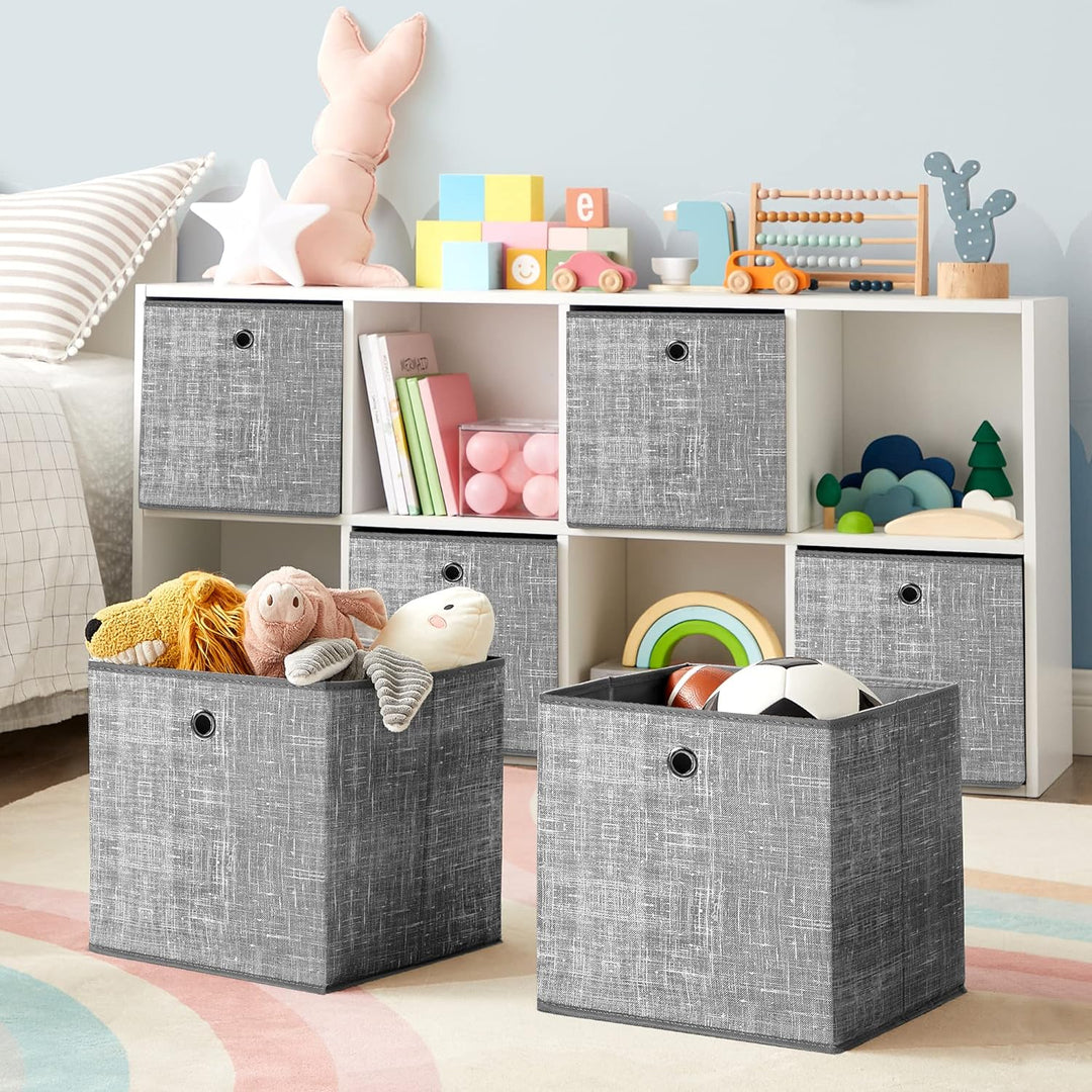 SONGMICS Aufbewahrungsbox, 6er Set, Ordnungsboxen aus Vliesstoff mit Griff, Boxen Aufbewahrung, 30 x