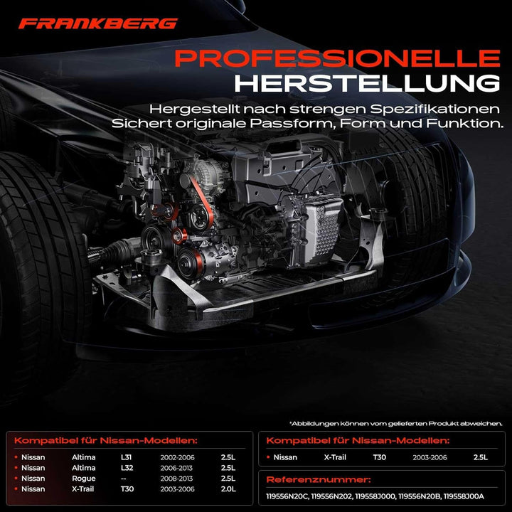 Frankberg Spannrolle Riemenspanner Kompatibel für Altima L31 L32 Rogue X-Trail T30 2.0L 2.5L Benzin