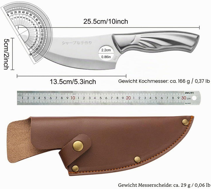 japanisches Kochmesser SK5 High Carbon Stahl Küche Kochmesser Outdoor Camping Kochen mit Lederscheid