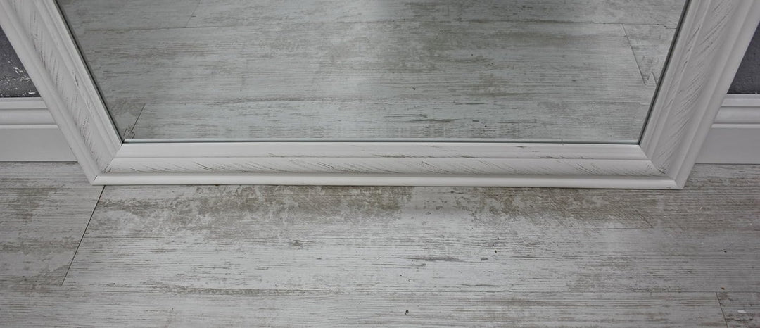 elbmöbel Wandspiegel 132 x 72cm gross in weiss mit Holz-Rahmen schlicht
