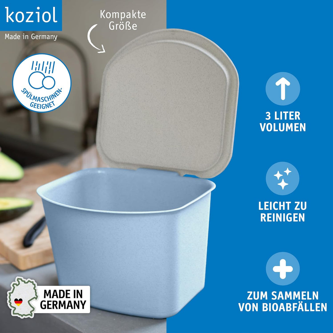 Koziol BIBO Biomülleimer 3 Liter mit Deckel | Küchenabfalleimer, Komposteimer | biozirkulärer Kunsts