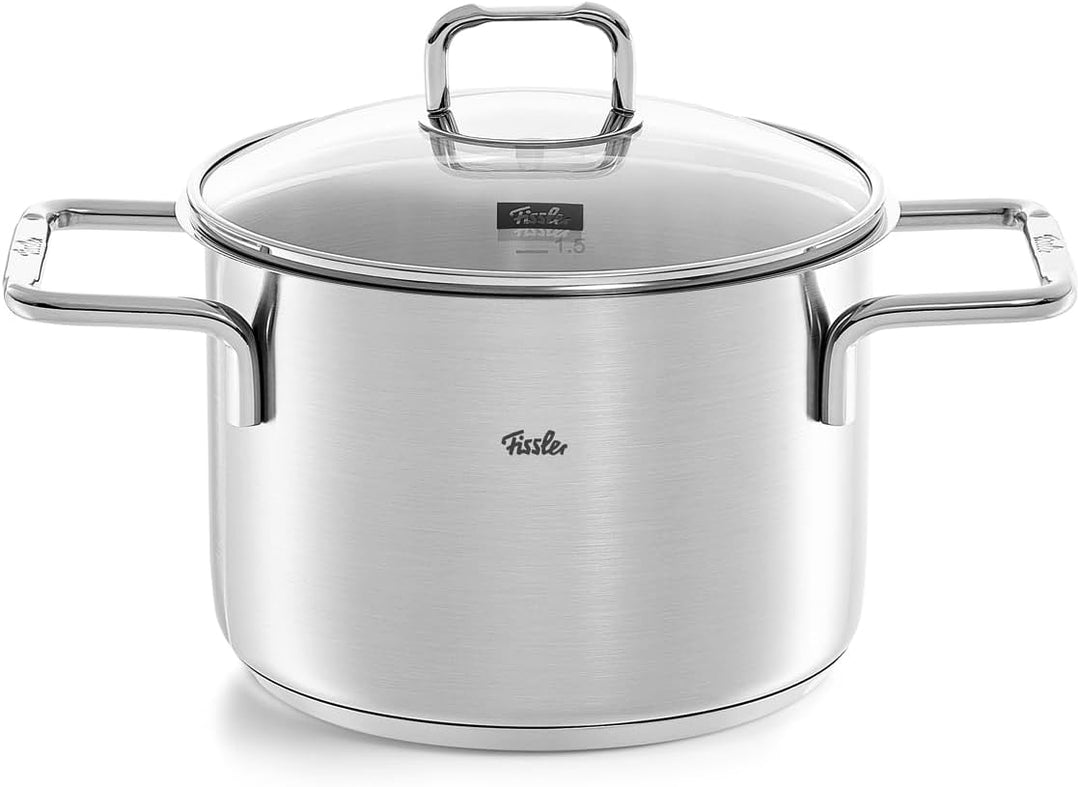 Fissler SatiTherm Edelstahl-Topfset 5-teilig – Made in Germany, satiniertes 18/10 Edelstahl, Glasdec