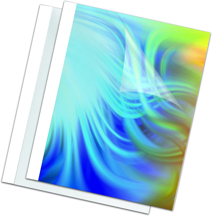 Fellowes Thermobindemappen Standard, 150 Mikron Vorderseite (PVC) / 200g/m² Rücken (glänzend), weiss