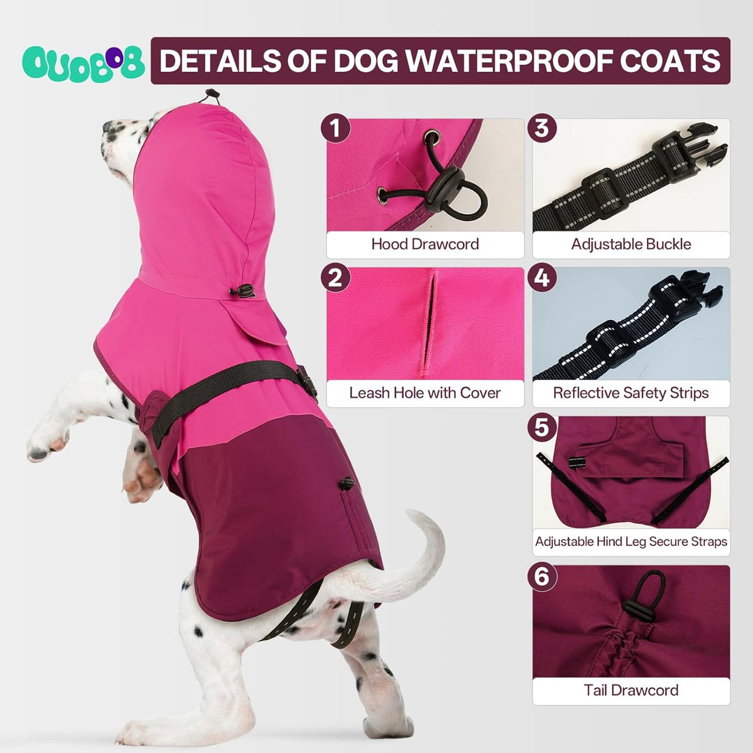 Hunde-Regenmantel für mittelgrosse Hunde mit Kapuze, wasserdicht, reflektierend, mit verstellbarem K