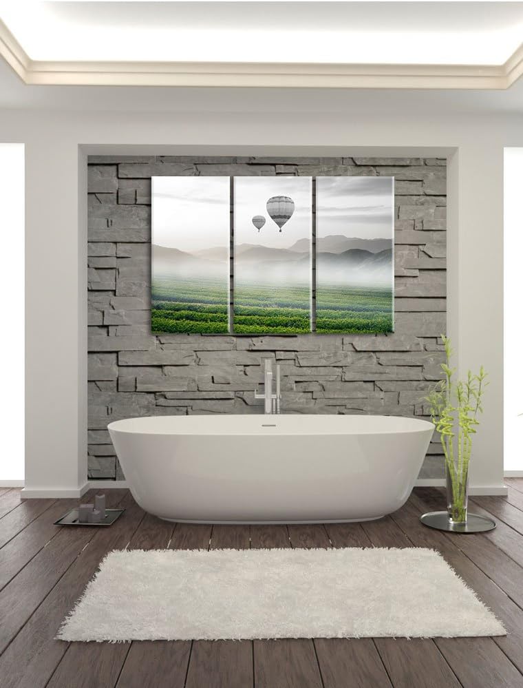 Pixxprint Heissluftballon Landschaft als Leinwandbild/Grösse: 3 Teilig (120x80) cm/Wandbild/Kunstdru