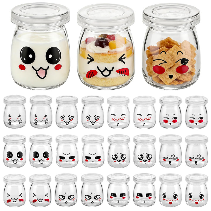 APACALI 24 Stück 100ml Dessertgläser, Joghurtgläser mit deckel, Glasflaschen, Joghurt-Gläser, Weckgl