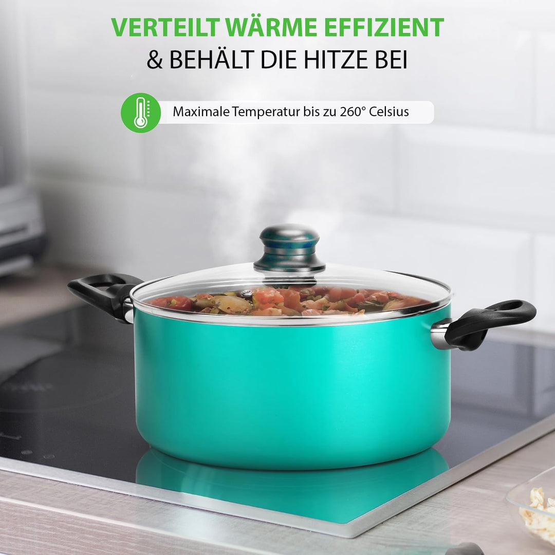 NutriChef Töpfe und Pfannen Set, Kochgeschirr Set 15-Teilig, Antihaft Cookware Set Inkl. Topfset, Pf