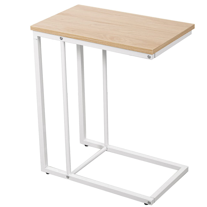 DRW Beistelltisch aus Metall und MDF in Natur und Weiss, 50 x 30 x 60 cm, ESTANDAR
