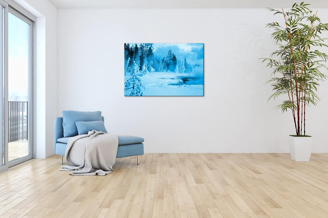 deyoli erstaunliche Schneelandschaft Format 100x70 Effekt: Monocrome Blau als Leinwandbild, Motiv fe