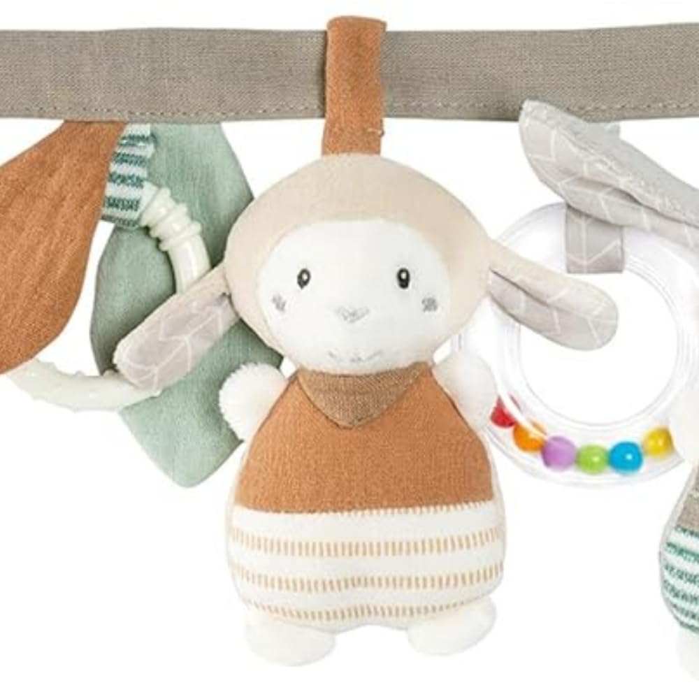 Fehn Kinderwagenkette zum Aufhängen mit Schaf & Esel Tier-Anhängern - Stoff-Lernspielzeug für Babys