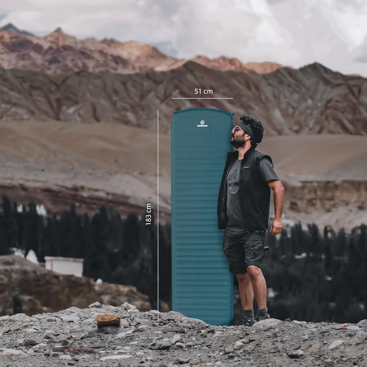 outdoorer Trek Bed 2 in Grün – echte selbstaufblasbare Isomatte, Ultraleicht, kleines Mini-Packmass,