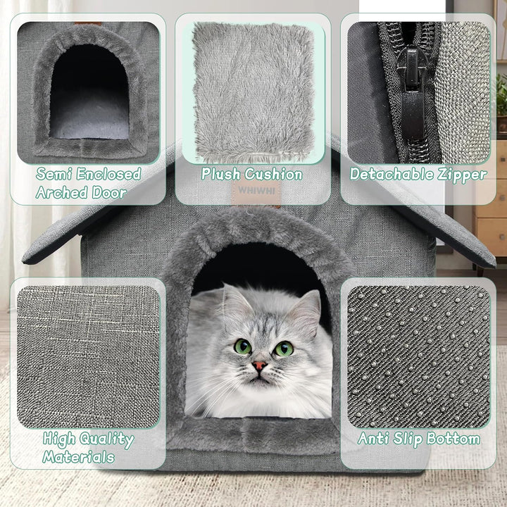Hundehütte Hundehöhle mit Abnehmbarem Plüschkissen Katzenhöhle Haustierhaus Warmes Und Gemütliches H