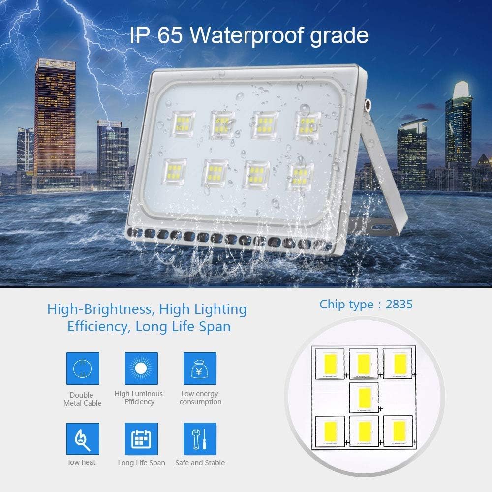 Viugreum 50W LED Strahler,LED Strahler Aussen, Superhell 4000LM LED Scheiwerfer, 6500k, IP67 Wasserf