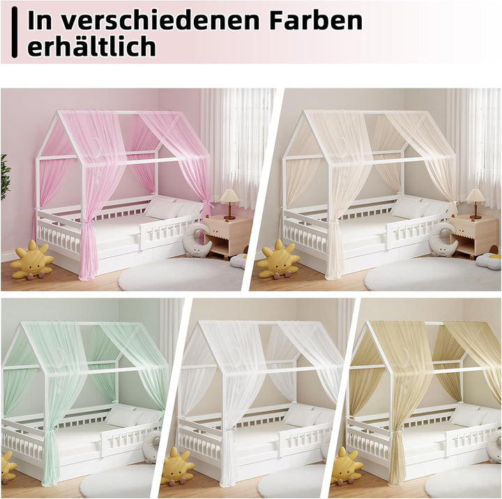 GFCC Hausbett Himmel Set, 2 Stück Betthimmel Hausbett aus Tüll für Hausbett Deko, Himmelbett Vorhäng