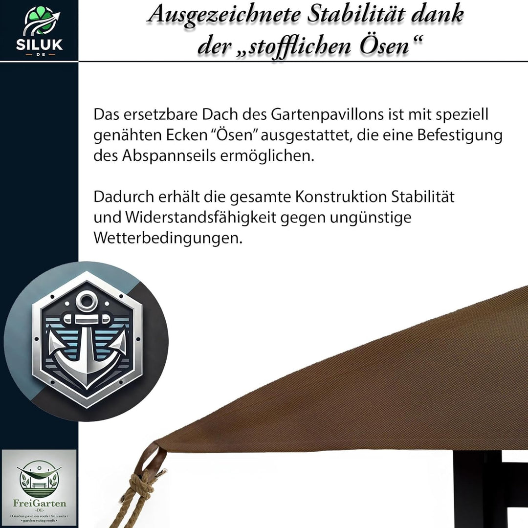 freigarten.de Ersatzdach für Pavillon 334 cm x 334 cm Sand Antik Pavillon Wasserdicht Material: Pana