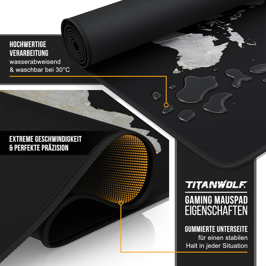 Titanwolf XXXL Übergrösse Mauspad 1200x600mm, Gaming Mousepad Gross,120x60 cm Tischunterlage Large S