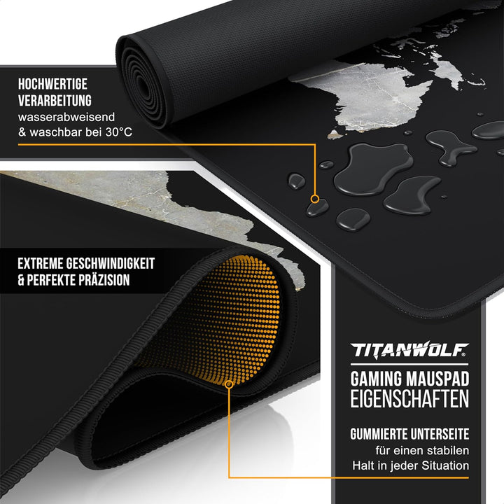 Titanwolf XXXL Übergrösse Mauspad 1200x600mm, Gaming Mousepad Gross,120x60 cm Tischunterlage Large S