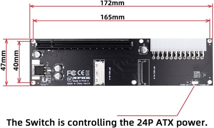 xiwai Oculink SFF-8612 8611 8X auf 16x PCIE PCI-Express Adapter mit ATX 24pin Power Port für Mainboa