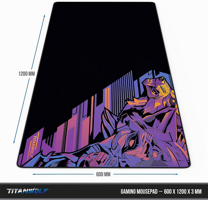 CSL - Übergrösse Mauspad Gaming Titanwolf 1200x600mm - XXXL Mousepad gross mit Motiv - Tischunterlag