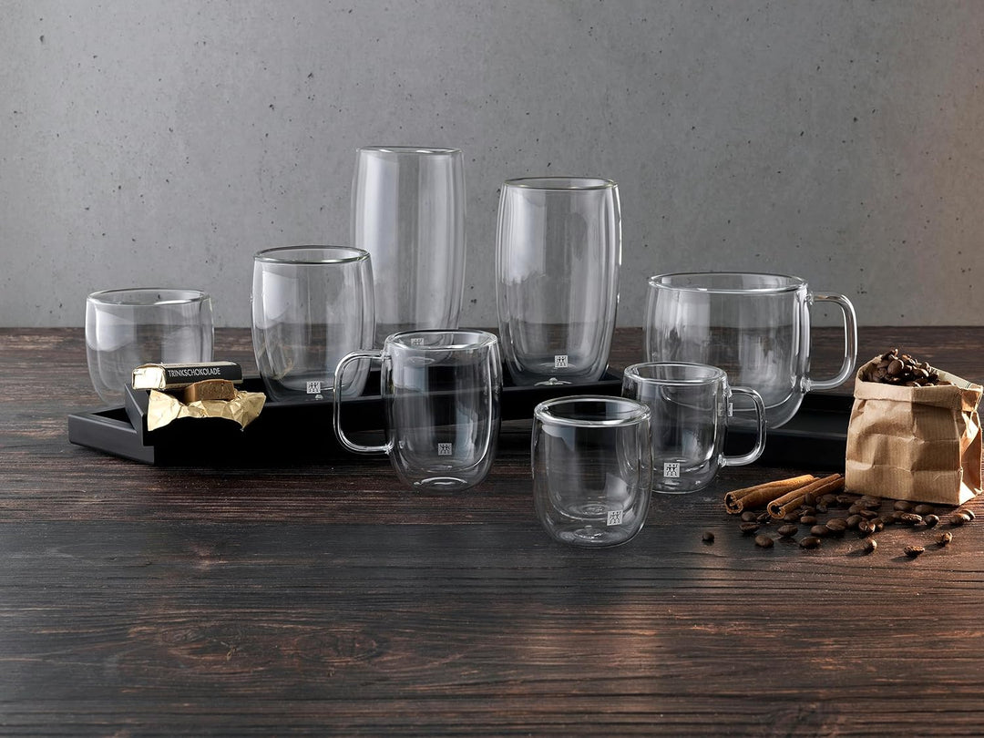 ZWILLING Sorrento Doppelwandige Kaffee-Gläser, 2x200 ml, Borosilikatglas, Thermogläser, hitzebeständ
