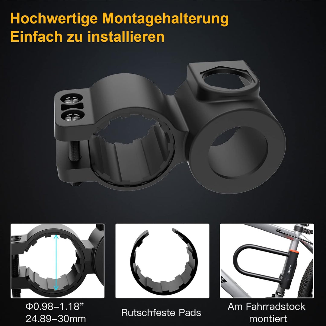 INTEKIN Fahrradschloss mit 16mm starkem Bügel, Fahrrad Bügelschloss mit Halterung, schweres Fahrrad