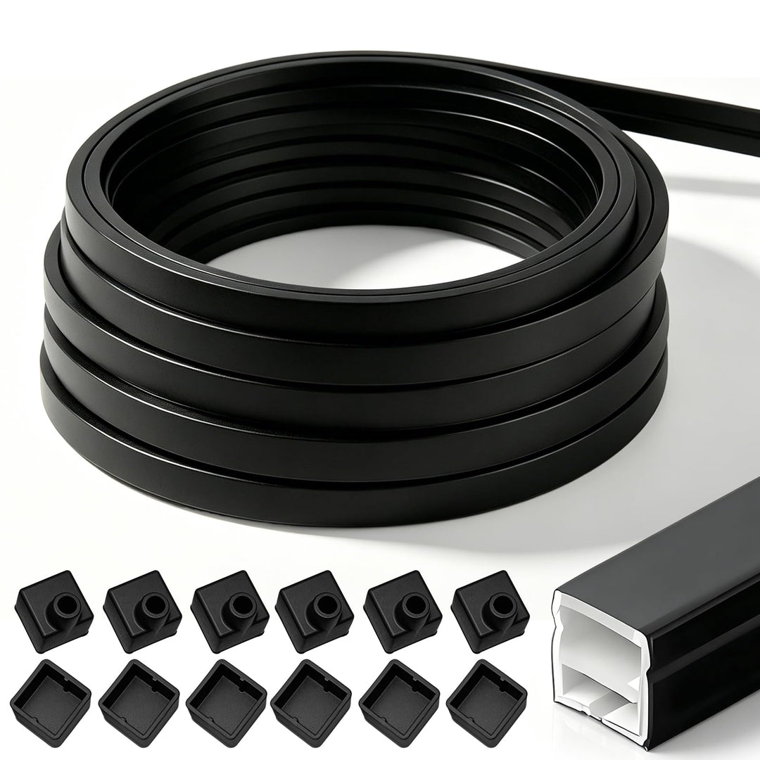 LED Profil Schwarz, LED Schiene Diffusor für Akustikpaneele Beleuchtung – 12x12mm Flexibles Silikon