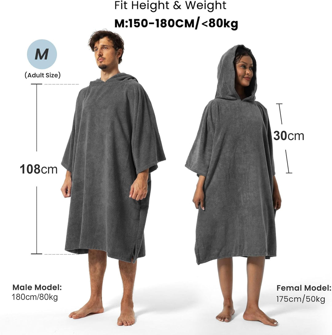 Winthome Badeponcho Hochabsorbierender Warm, Poncho Strand Umziehhilfe, Handtuch Poncho mit Tasche u