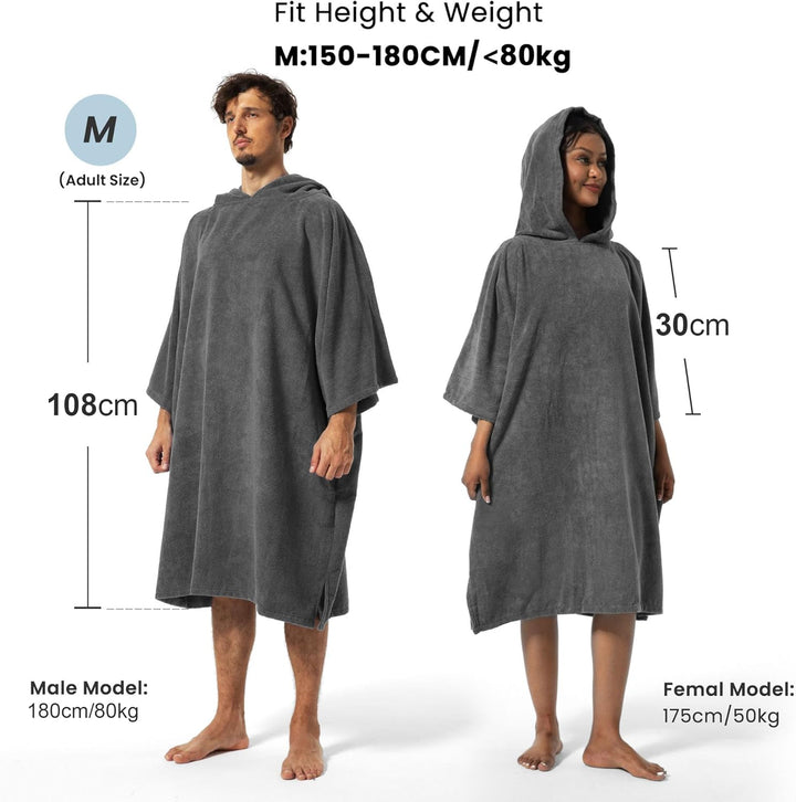 Winthome Badeponcho Hochabsorbierender Warm, Poncho Strand Umziehhilfe, Handtuch Poncho mit Tasche u