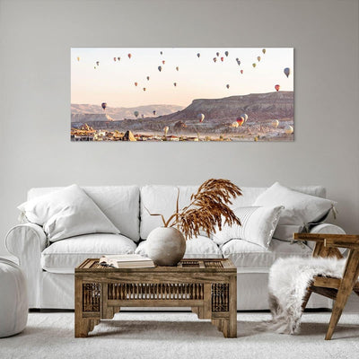 Wandbilder Dekoration Wohnzimmer Berge Ballon Flug Panorama Bilder auf Leinwand 120x50cm Leinwandbil