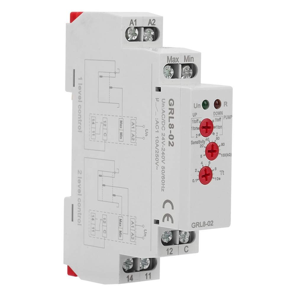 Niveaurelais, GRL8-02 AC/DC 24V-240V 10A Niveaurelais zur Überwachung des Flüssigkeitsstands in Beck